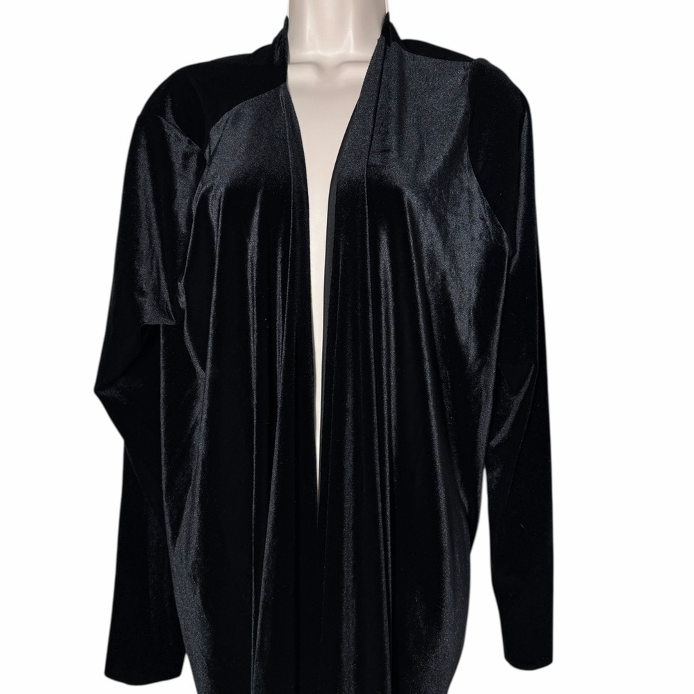 Norma Kamali Drape Back Cardigan in Black Velvet Large NEW - Picture 6 of 12